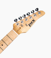 close-up of Cream White single-cutaway electric guitar head