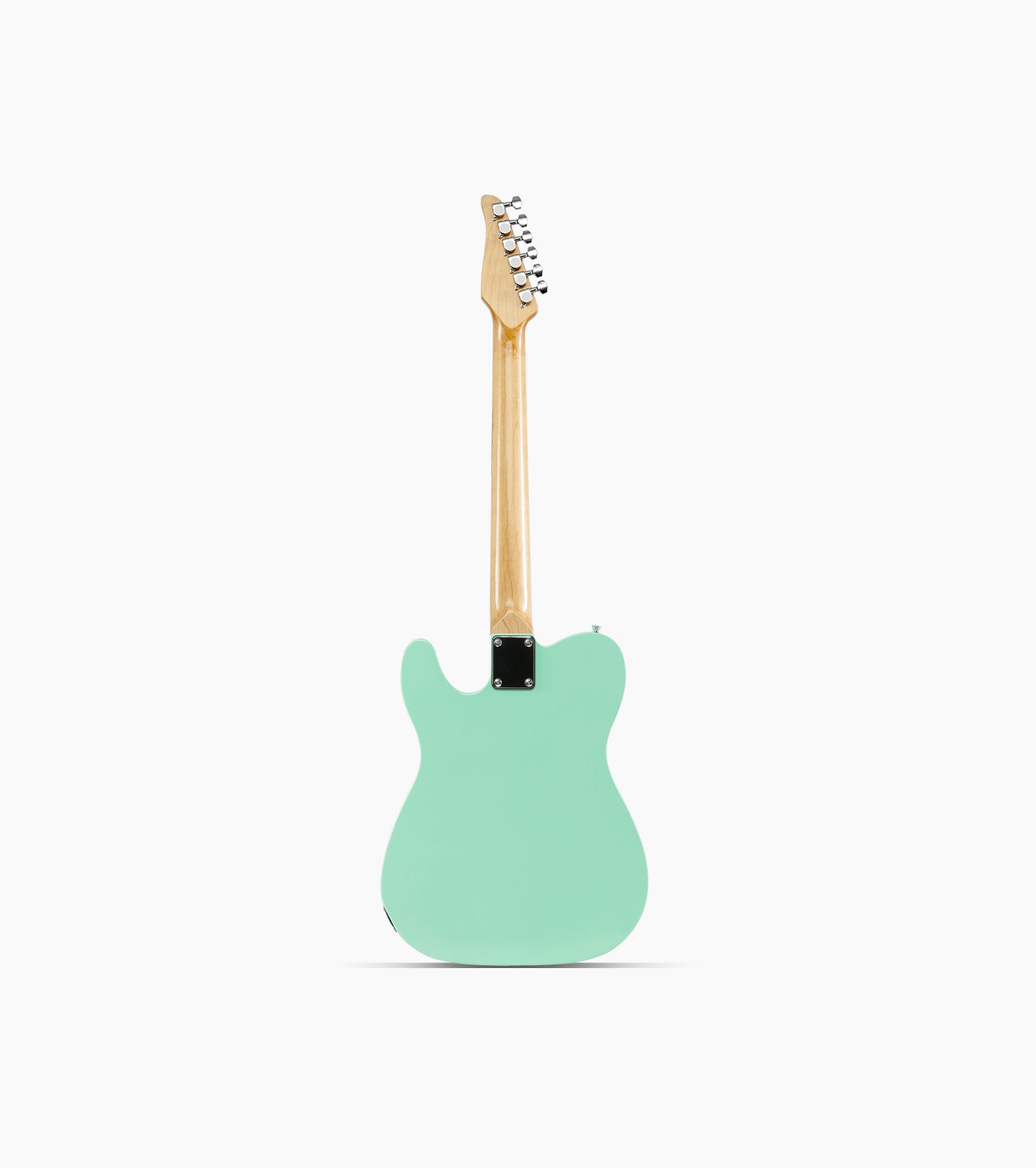 back of a Green single-cutaway electric guitar