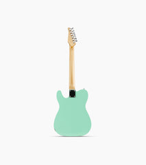 back of a Green single-cutaway electric guitar