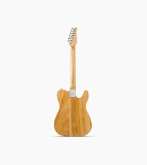 back of a Natural Left Handed single-cutaway electric guitar
