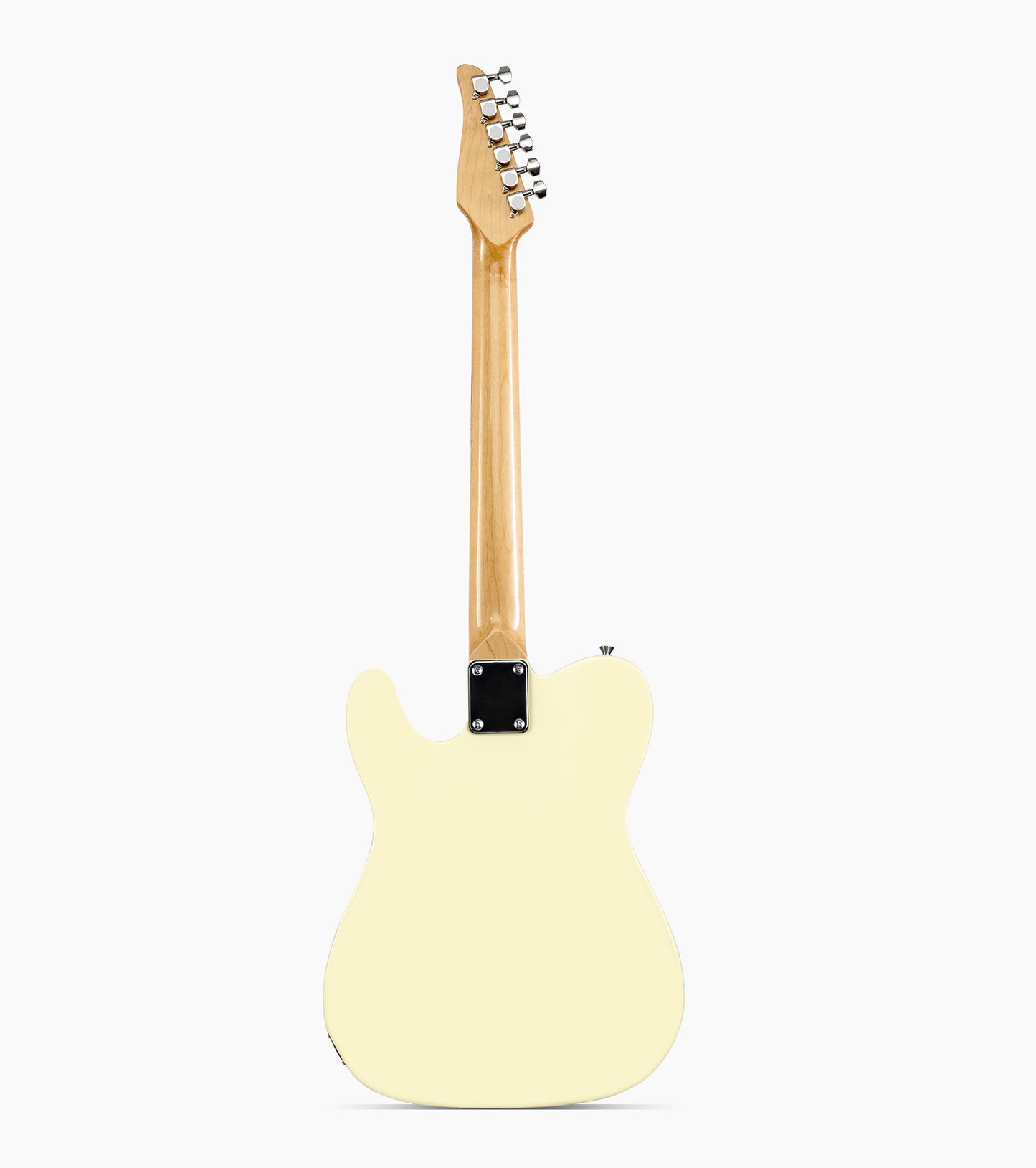 back of a Cream White single-cutaway electric guitar