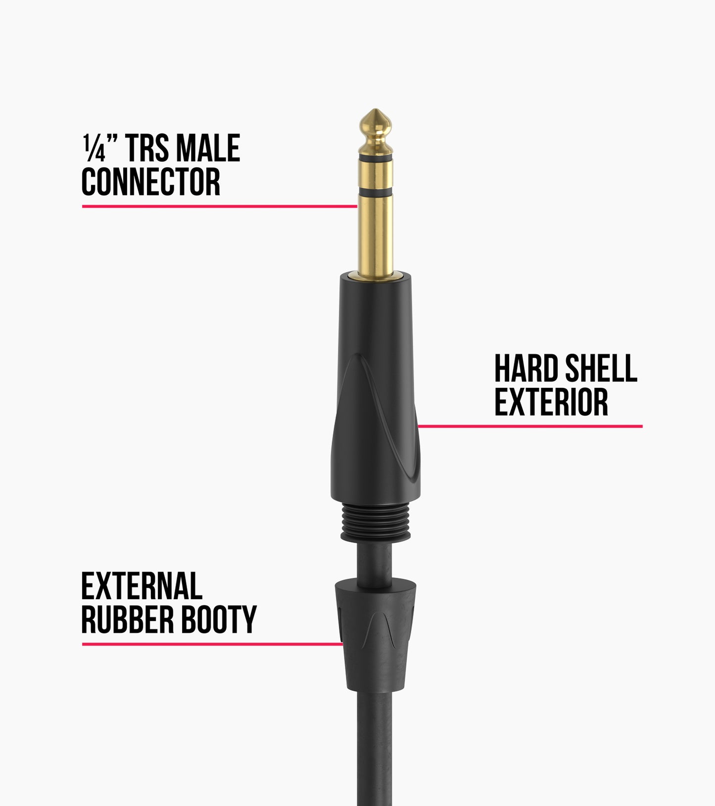 close-up of 10 ft TRS audio cable head