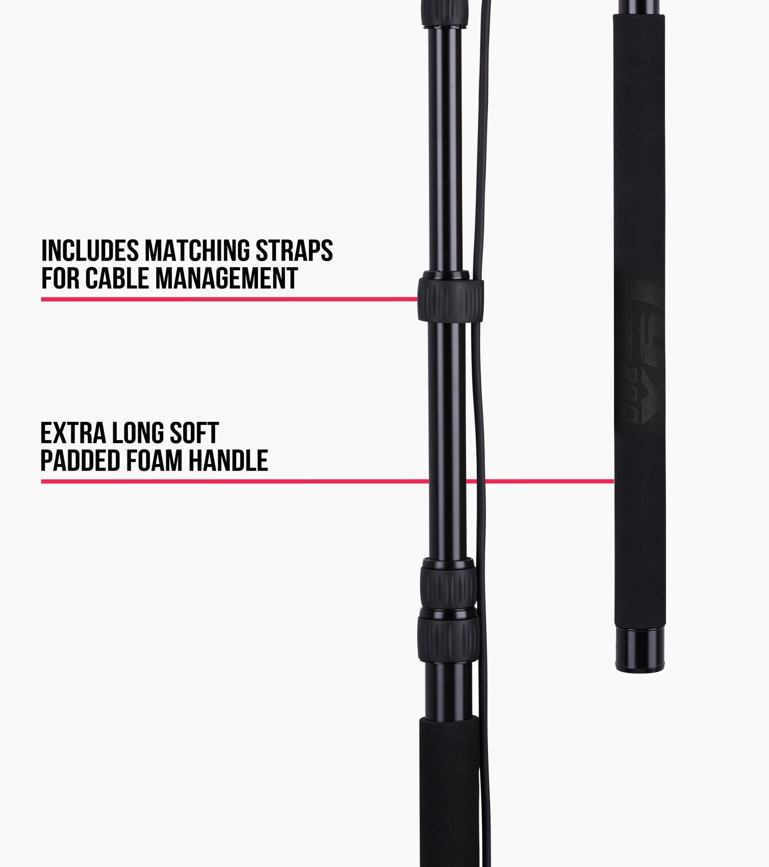 close-up of telescoping microphone boom pole handle 