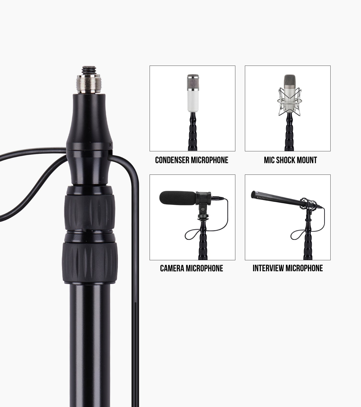 LyxPro Telescoping Microphone Boompole with Cable - Compatibility 