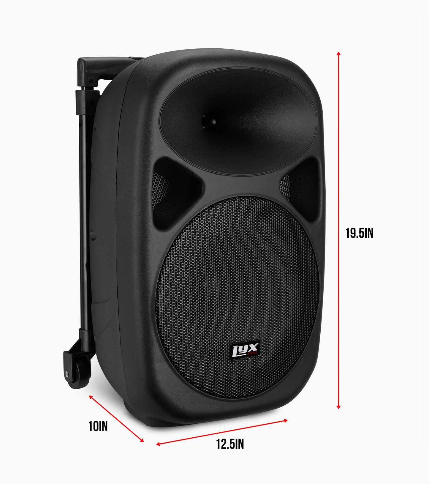 10” portable battery-powered PA speaker dimensions