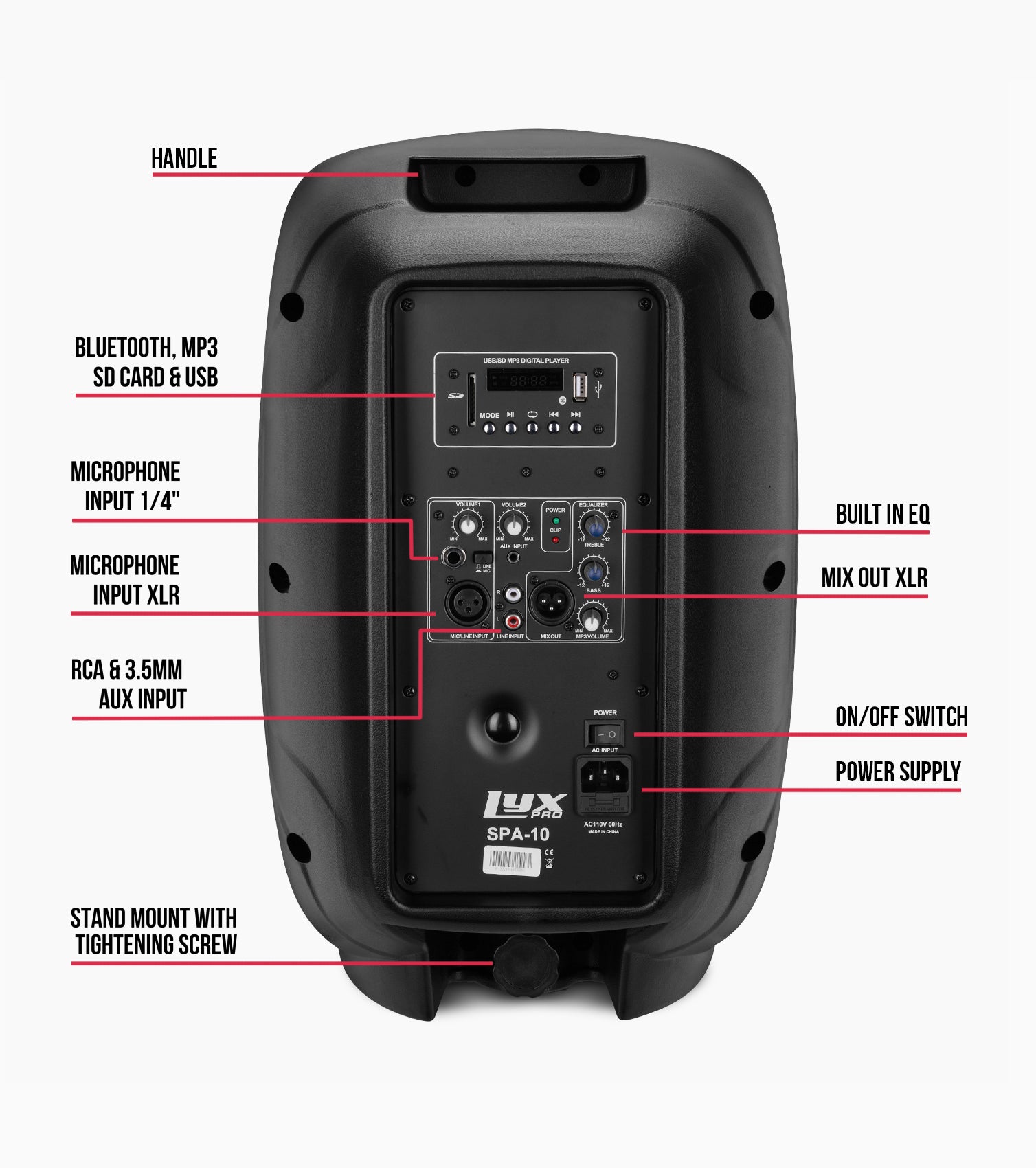 10” portable PA speaker overview 