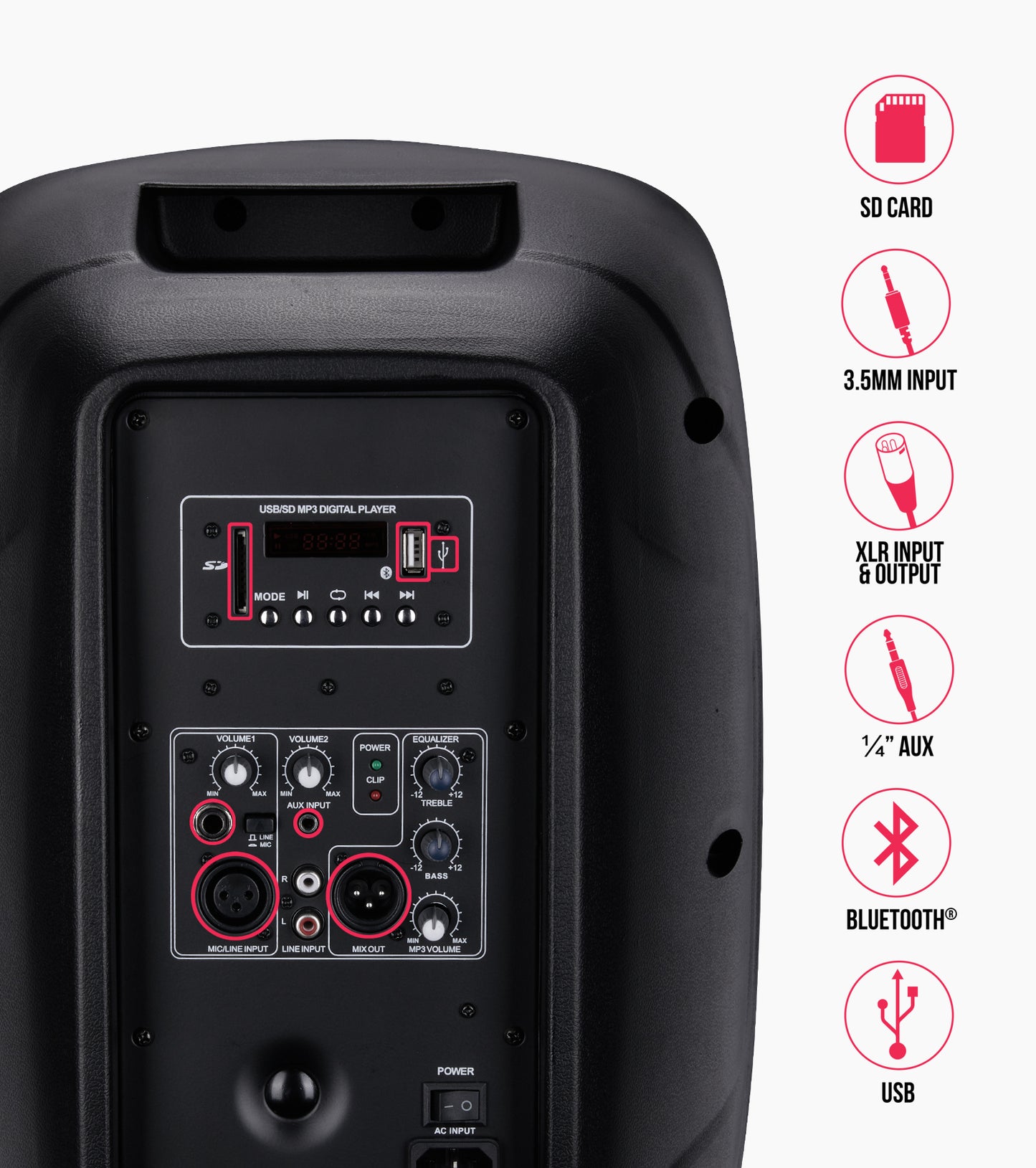 LyxPro 10 in Portable PA Speaker - Inputs and outputs