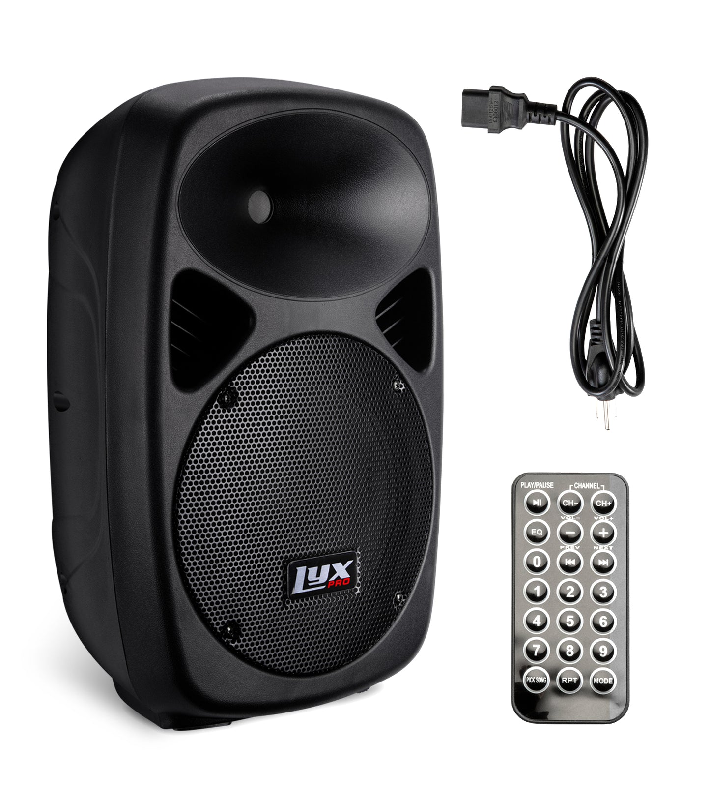 10” portable PA speaker, cord, and remote 