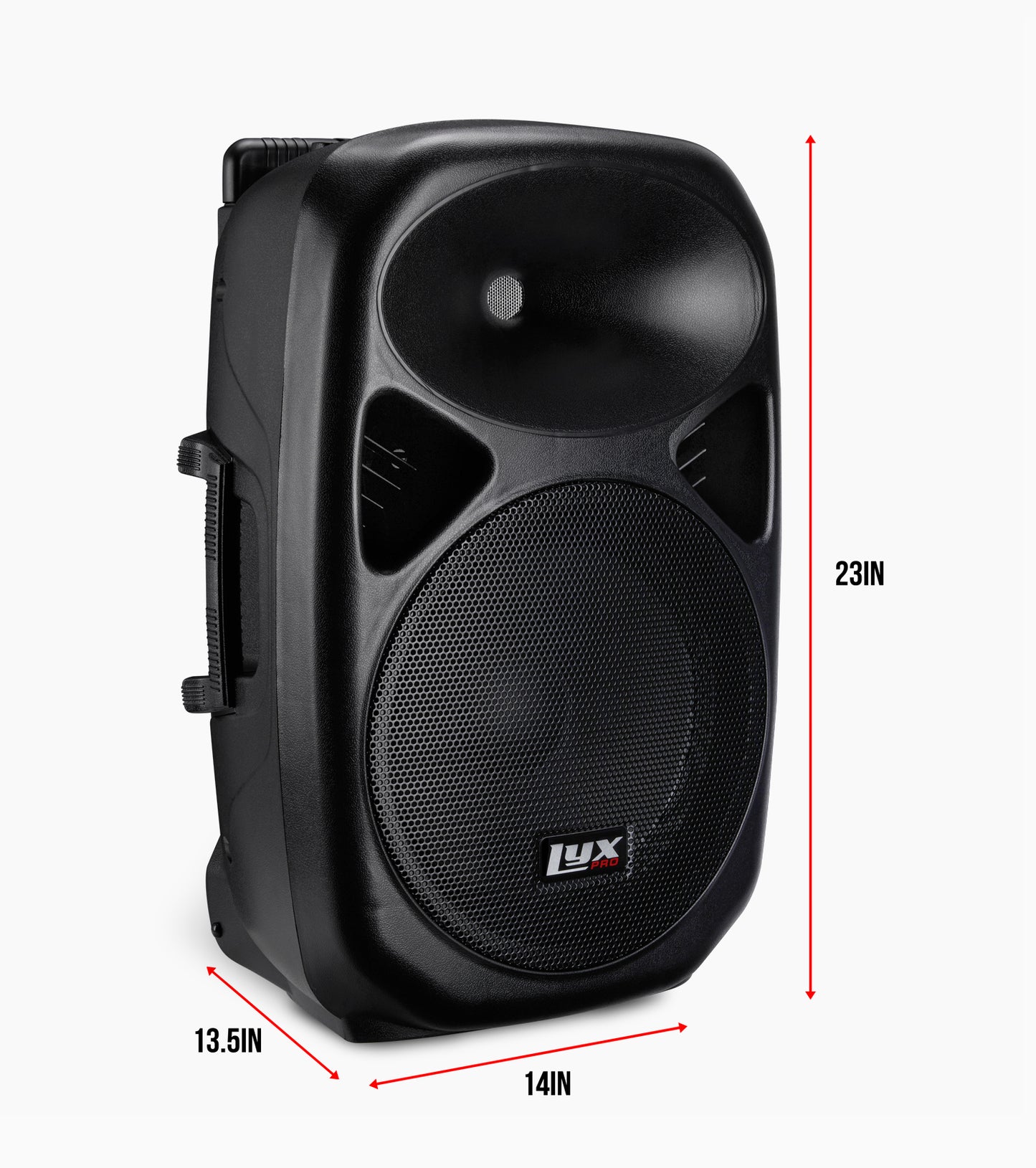 12” portable battery-powered PA speaker dimensions 