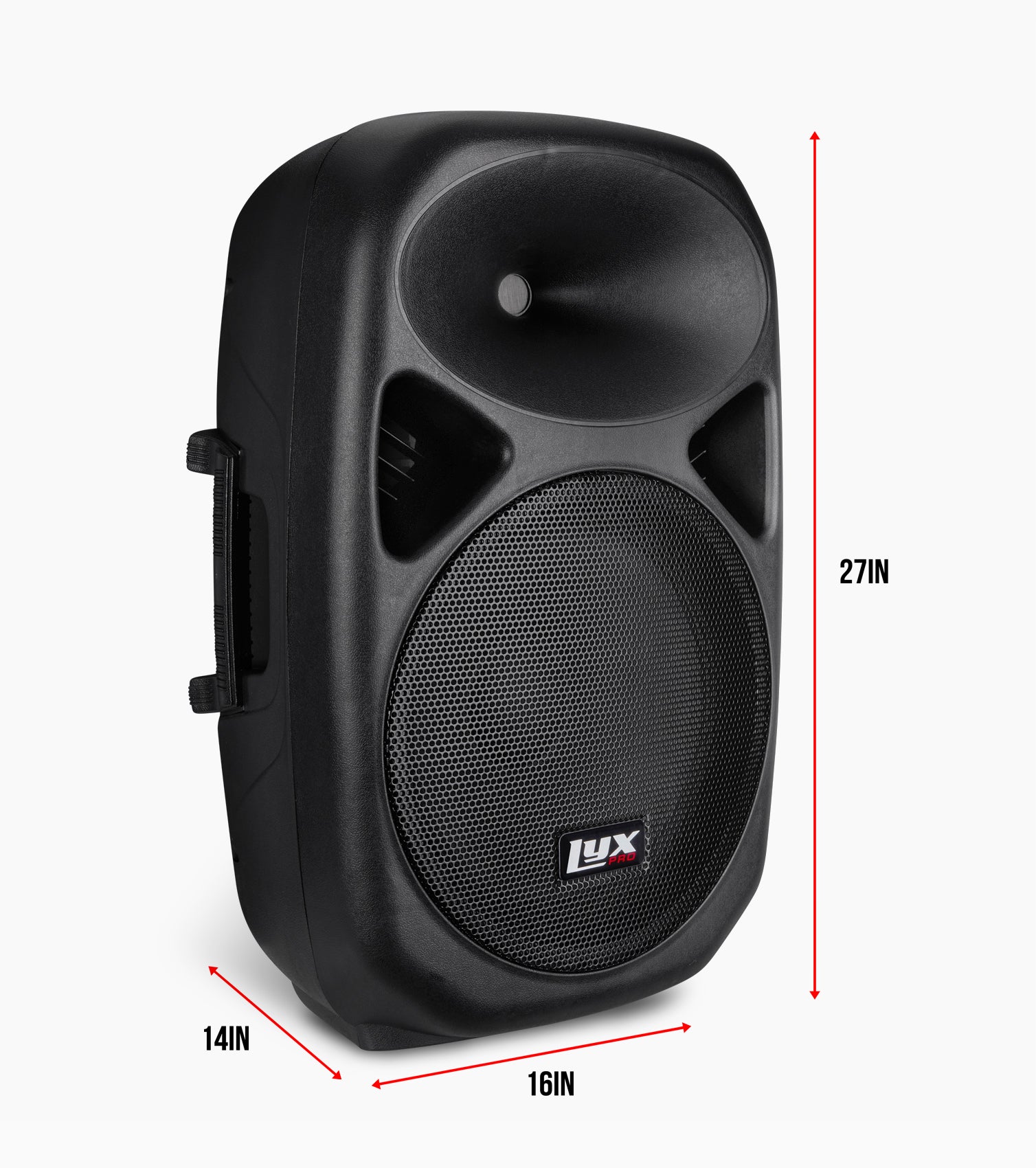 LyxPro Portable 15 in Passive PA Speaker - Dimensions