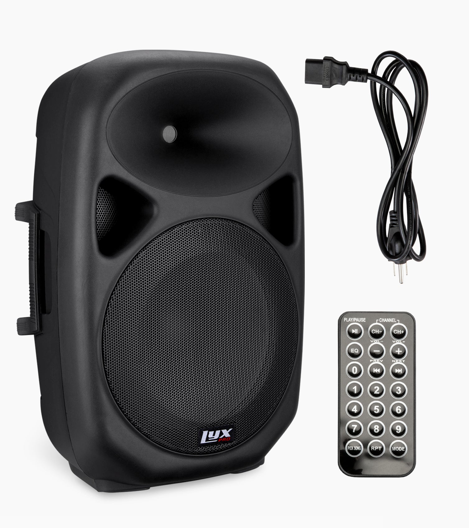 15” portable PA speaker, cord, and remote