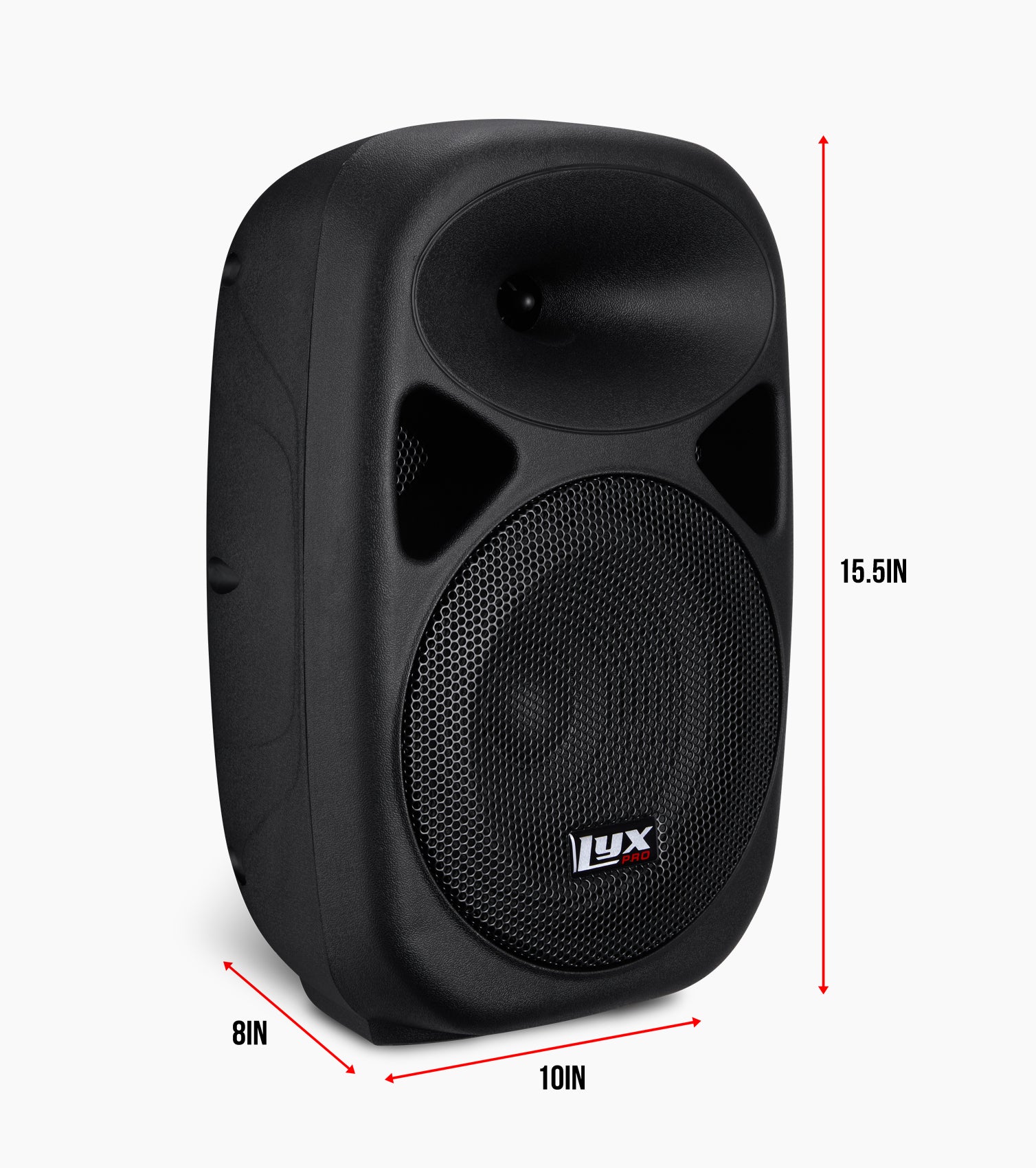 8” portable battery-powered PA speaker dimensions 
