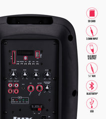 8” portable battery-powered PA speaker control panel