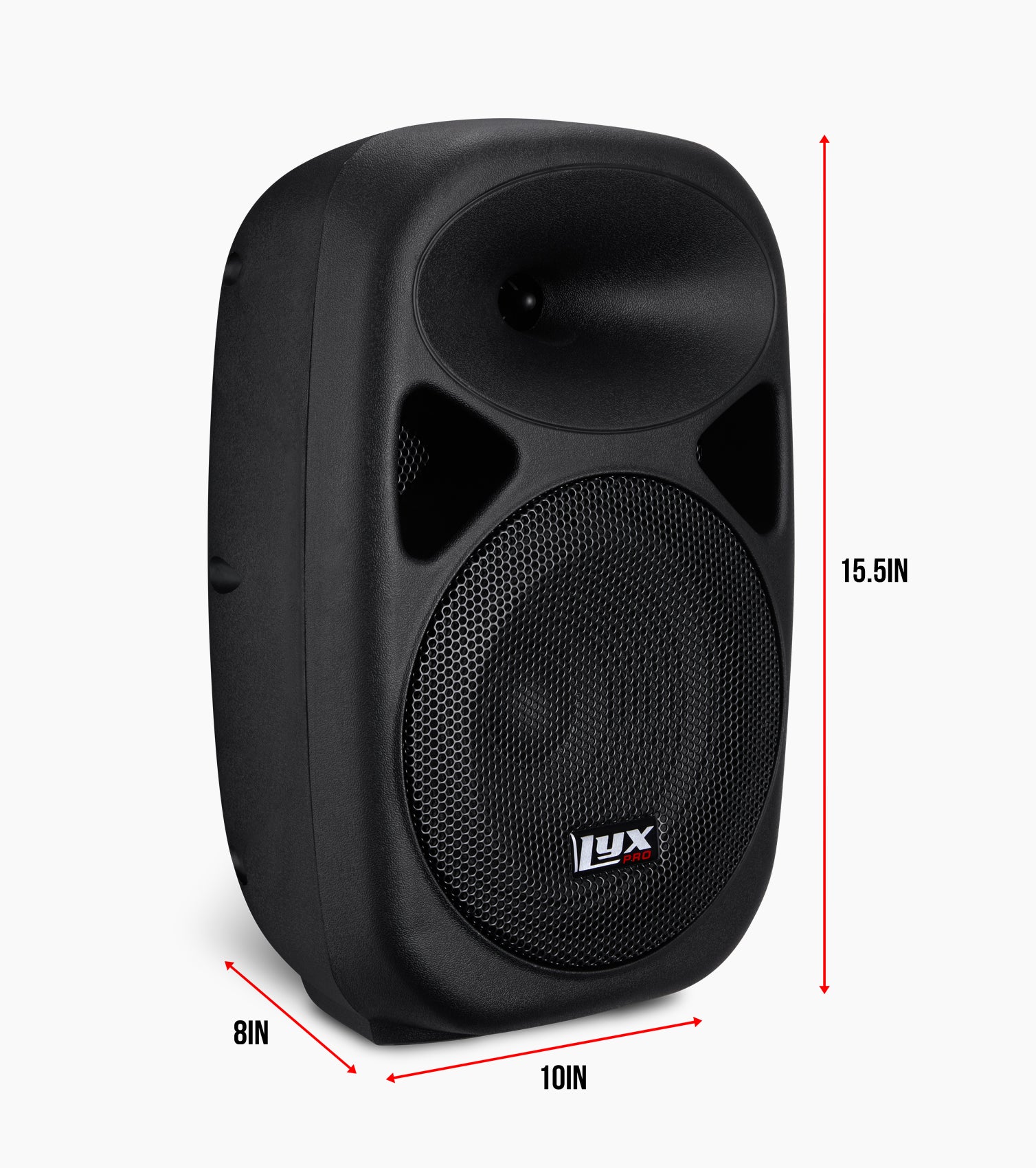8” portable PA speaker dimensions