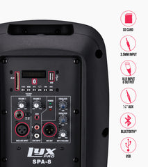 8” portable PA speaker control panel 