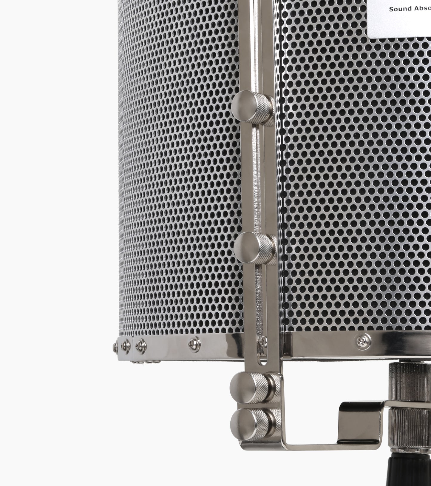 close-up of VRI-20 sound absorbing vocal shield aluminum construction 