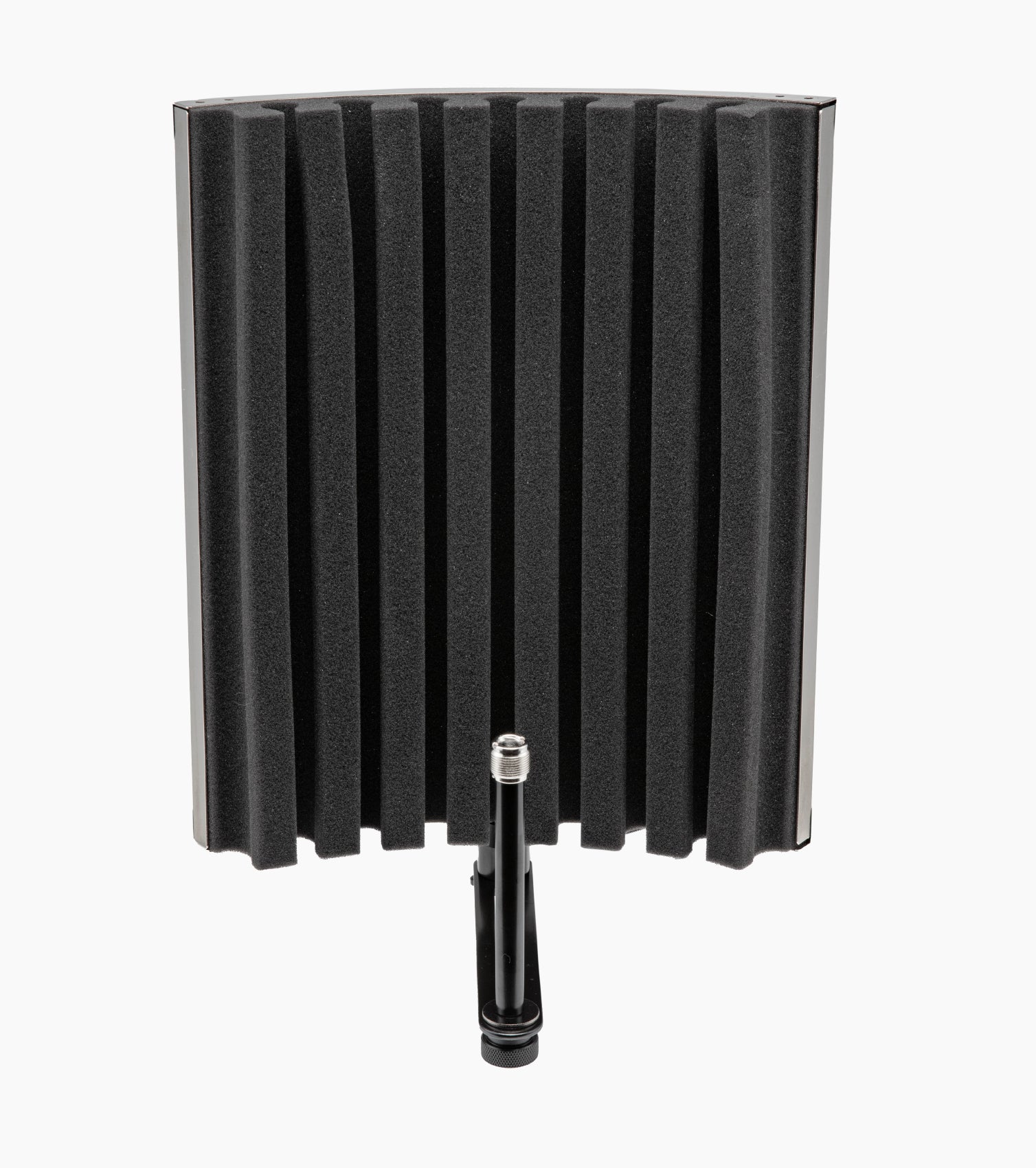 frontal view of VRI-40 sound-absorbing vocal shield with gooseneck arm
