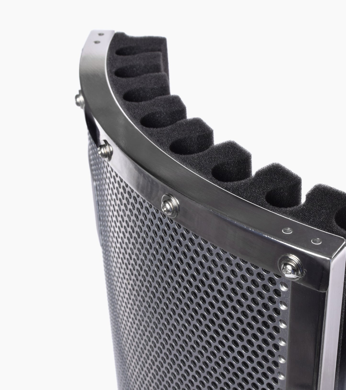 close-up of VRI-40 sound-absorbing vocal shield with gooseneck arm 