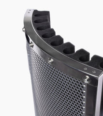 close-up of VRI-40 sound-absorbing vocal shield with gooseneck arm 