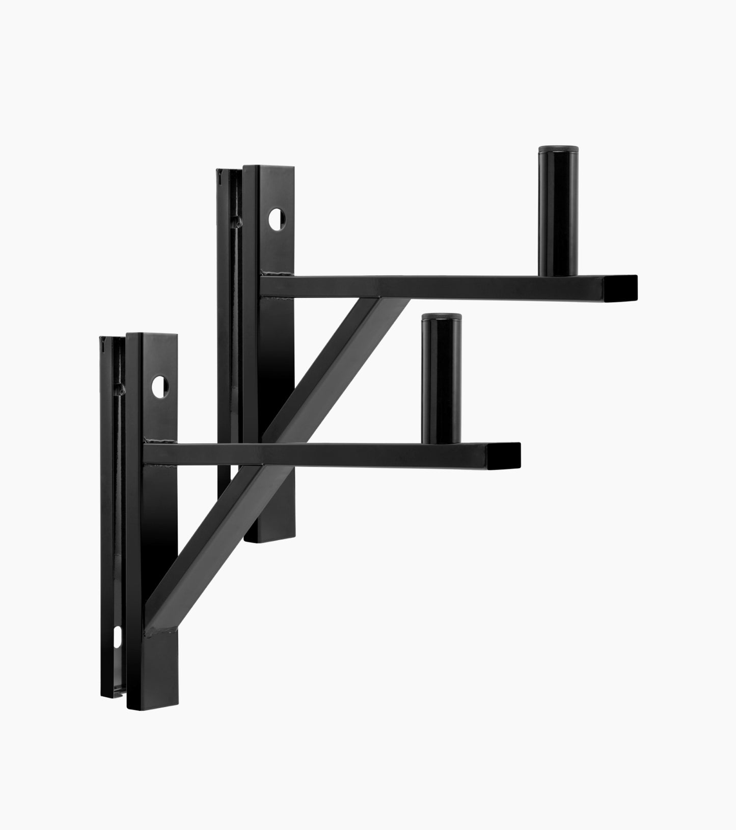 black wall-mounted speaker brackets